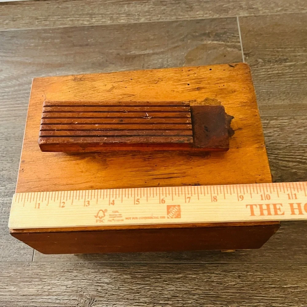 Vintage Wooden Shoes Box with Brass Latch